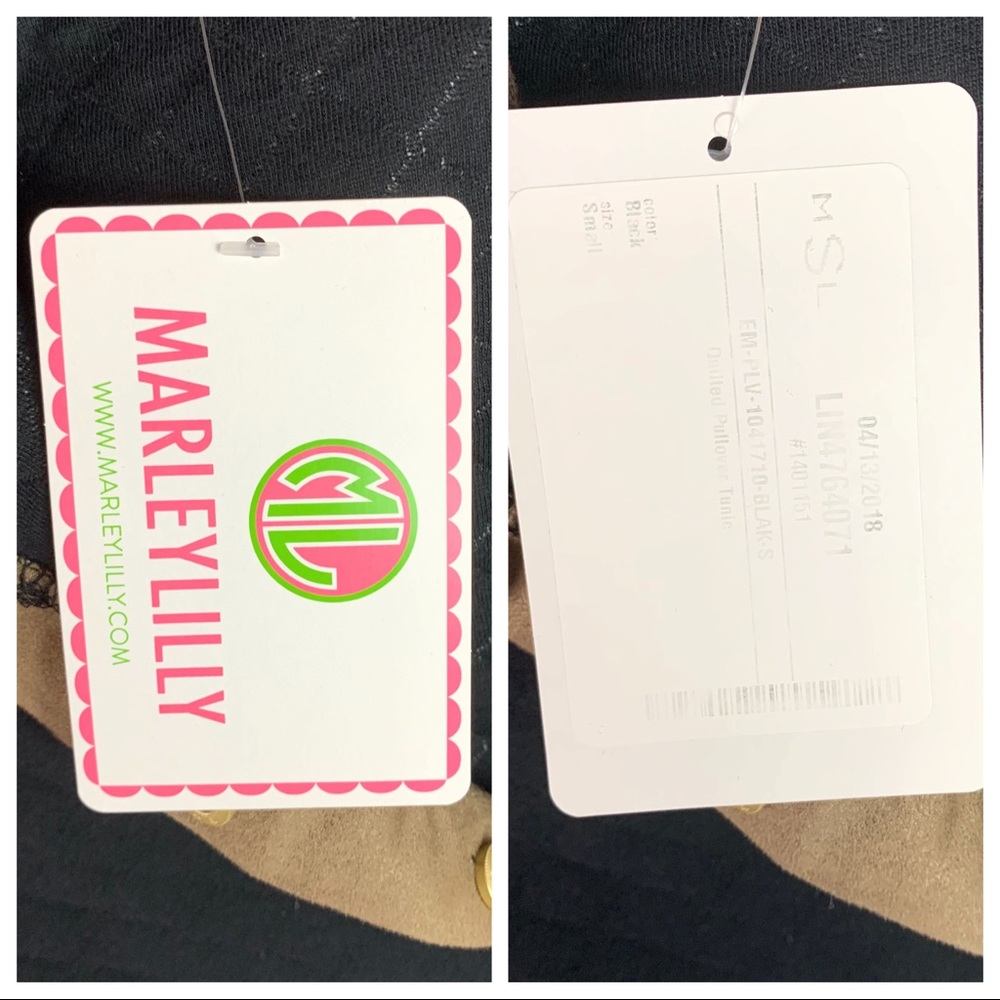 Marley Lilly monogram MLS quilted tunic sweatshirt NWT - Picture 13 of 15